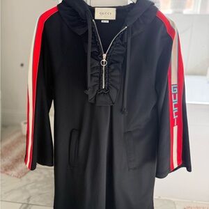 Gucci Black Bomber Jacket with Red and White Stripes